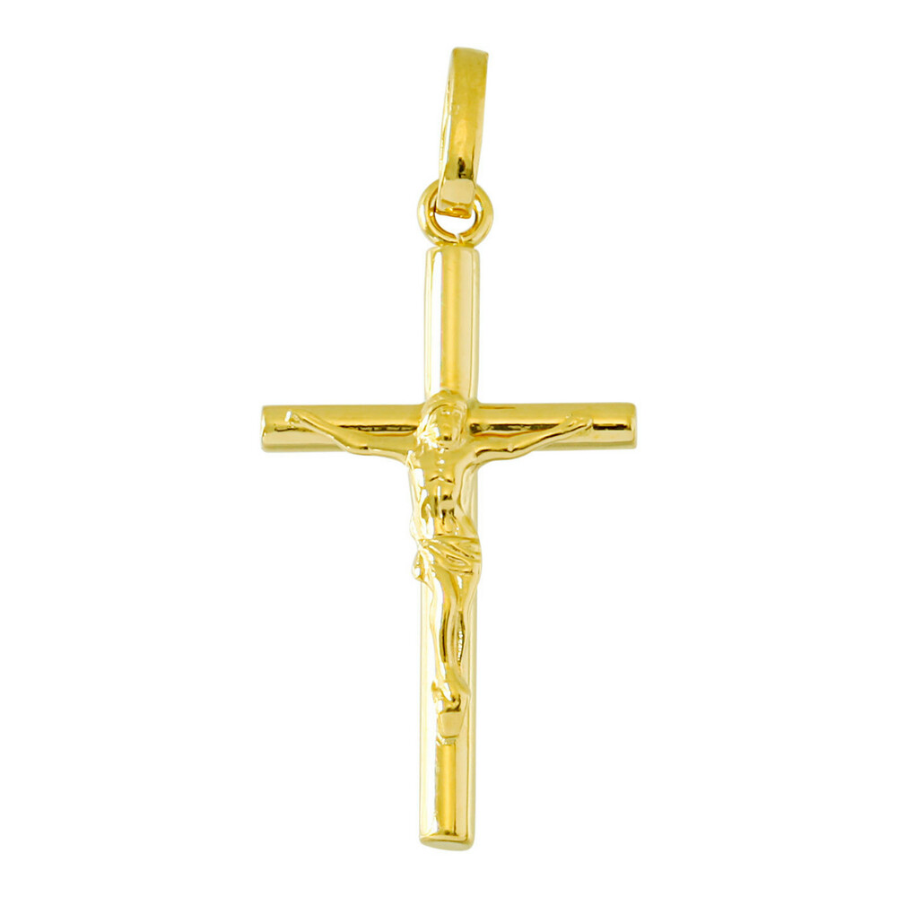 Photo de Croix Christ fil rond - Or jaune 18ct
