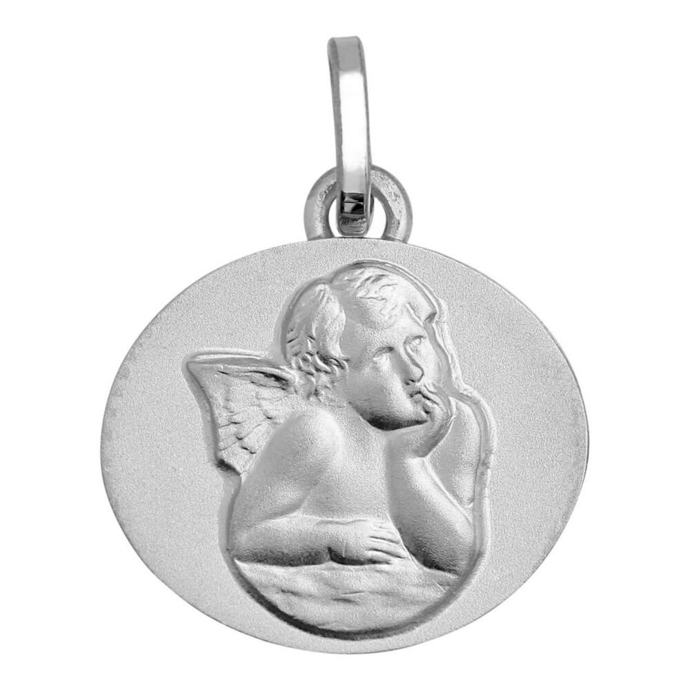 Photo de Médaille Ange ovale - Or blanc 9ct