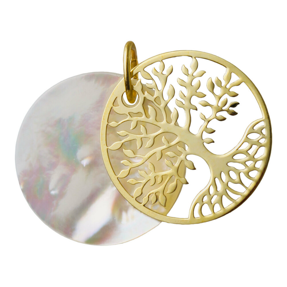 Photo de Médaille Arbre de vie luxuriant - Or jaune 18ct & nacre