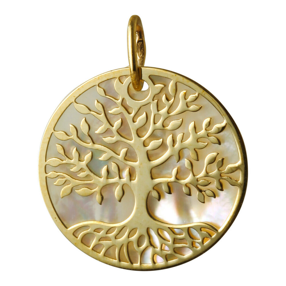 Photo de Médaille Arbre de vie - Or jaune 18ct & nacre