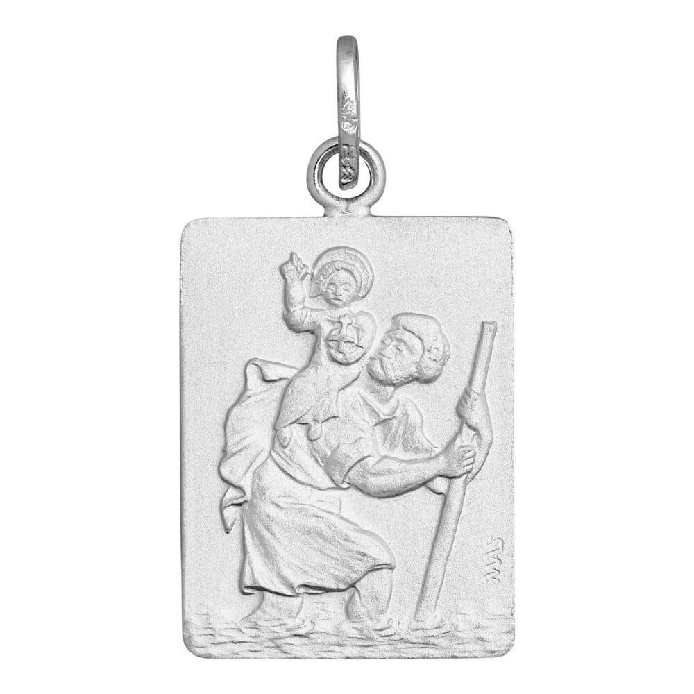 Photo de Médaille Saint Christophe rectangle - Argent massif