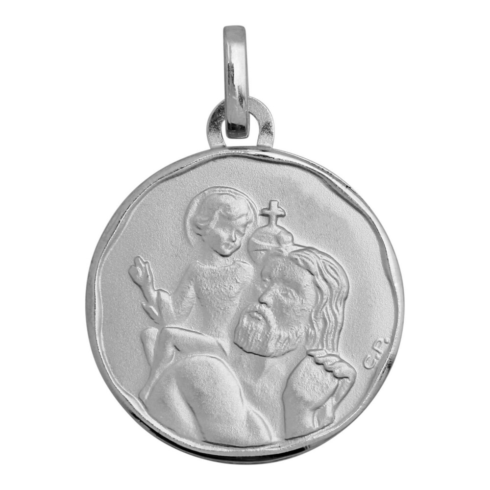 Photo de Médaille Saint- Christophe ronde - Or blanc 18ct