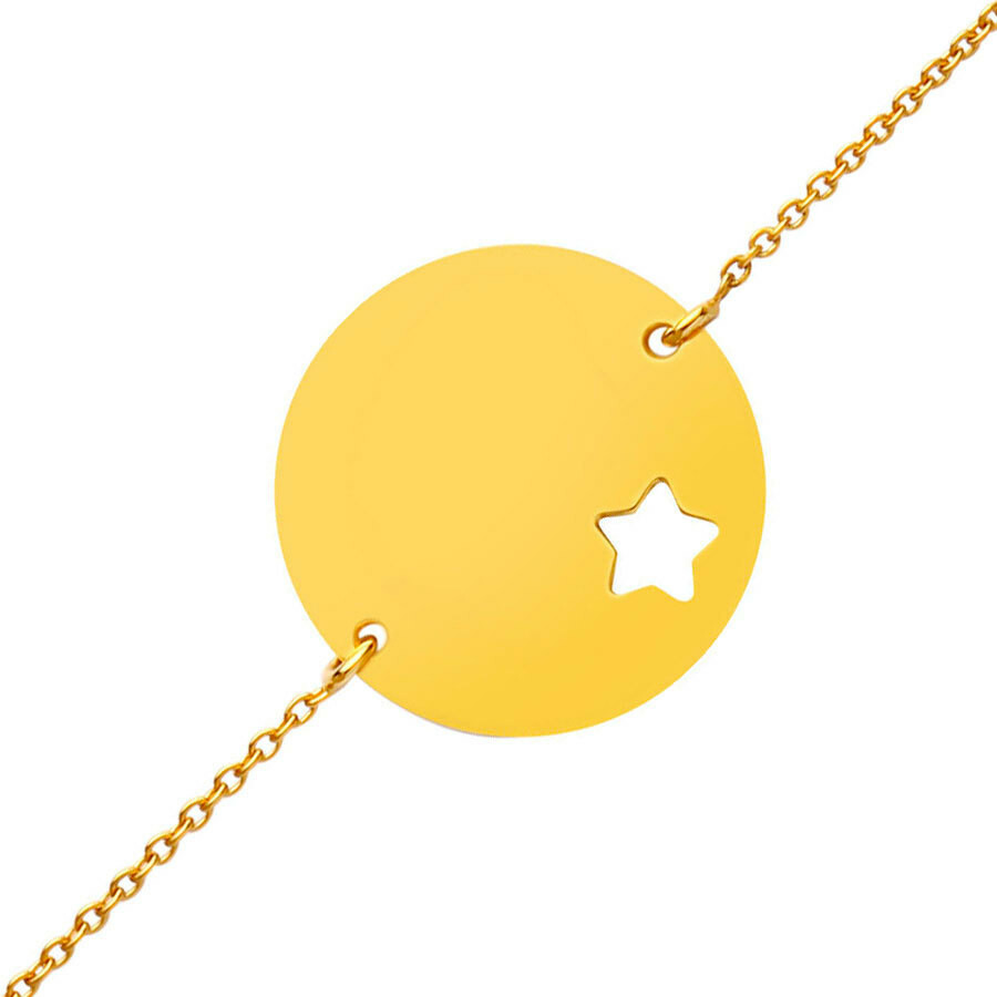Photo de Gourmette bébé étoile ajourée - Or jaune 9ct
