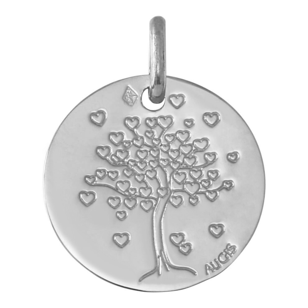 Photo de Médaille Arbre de vie aux coeurs - Or blanc 18ct
