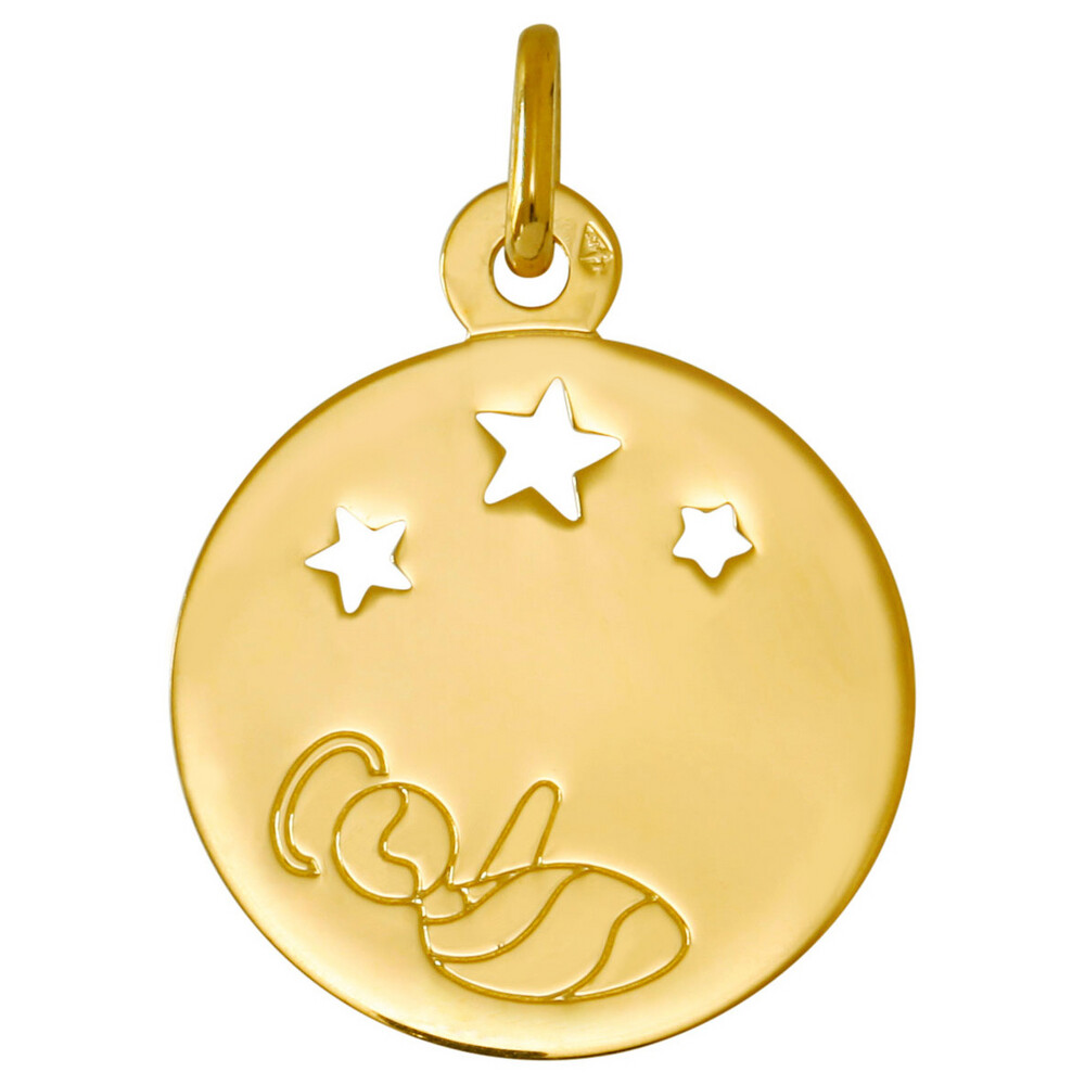 Photo de Médaille ange naissant aux étoiles - Or jaune 18ct