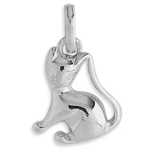 Photo de Pendentif chat - Or blanc 18ct