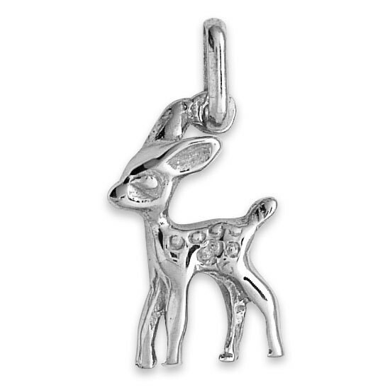 Photo de Pendentif faon - Or blanc 9ct
