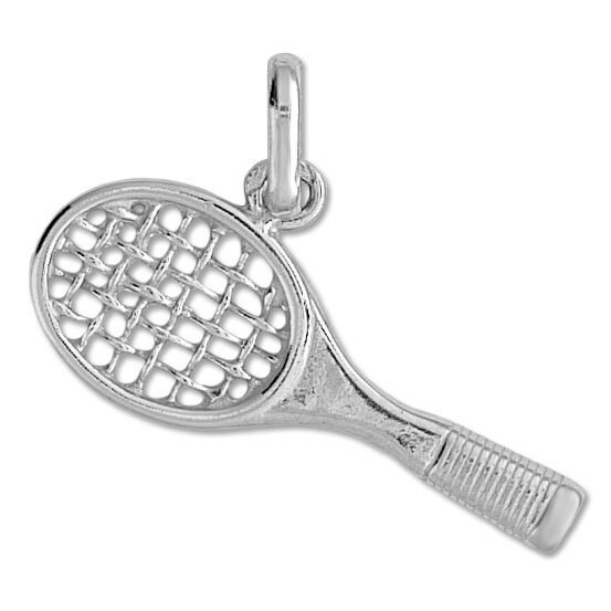 Photo de Pendentif raquette de tennis - Or blanc 9ct