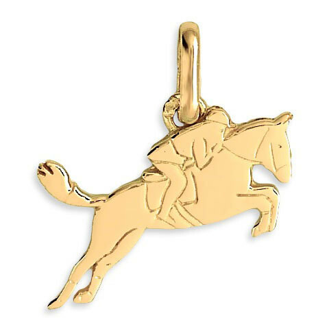 Photo de Pendentif cheval de course - Or jaune 18ct