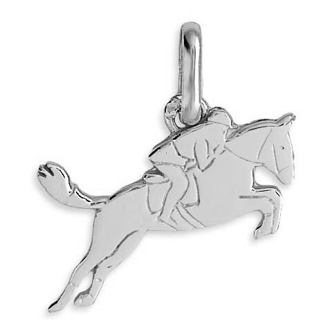 Photo de Pendentif cheval de course - Or blanc 9ct