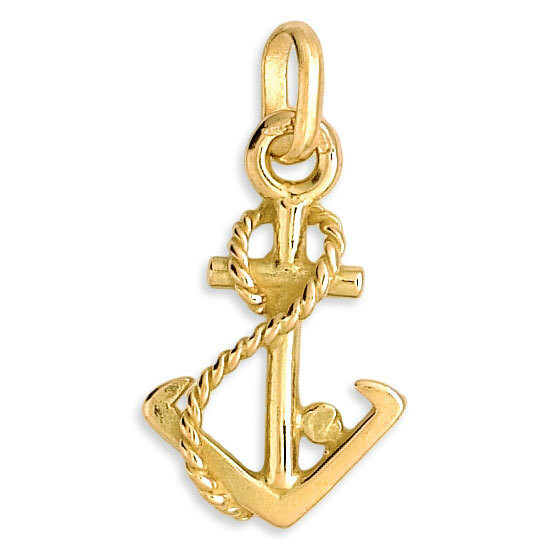 Photo de Pendentif ancre corde - Or jaune 18c