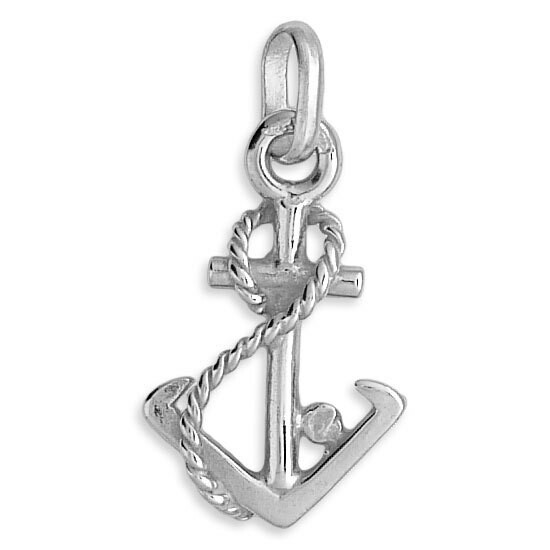 Photo de Pendentif ancre corde - Or blanc 9ct