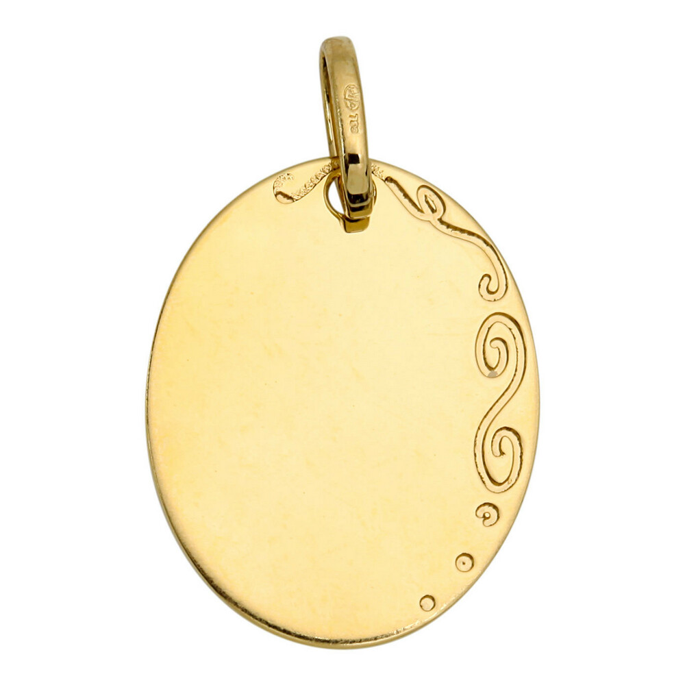Photo de Médaille ovale arabesque - Or jaune 18ct