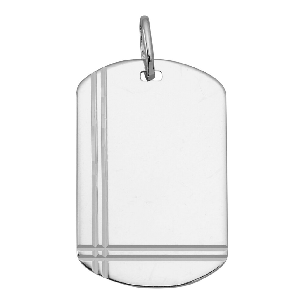 Photo de Pendentif plaque tonneau striée - Argent massif