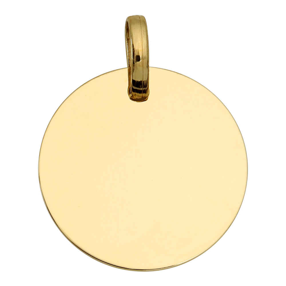 Photo de Pendentif plaque ronde - Or jaune 18ct