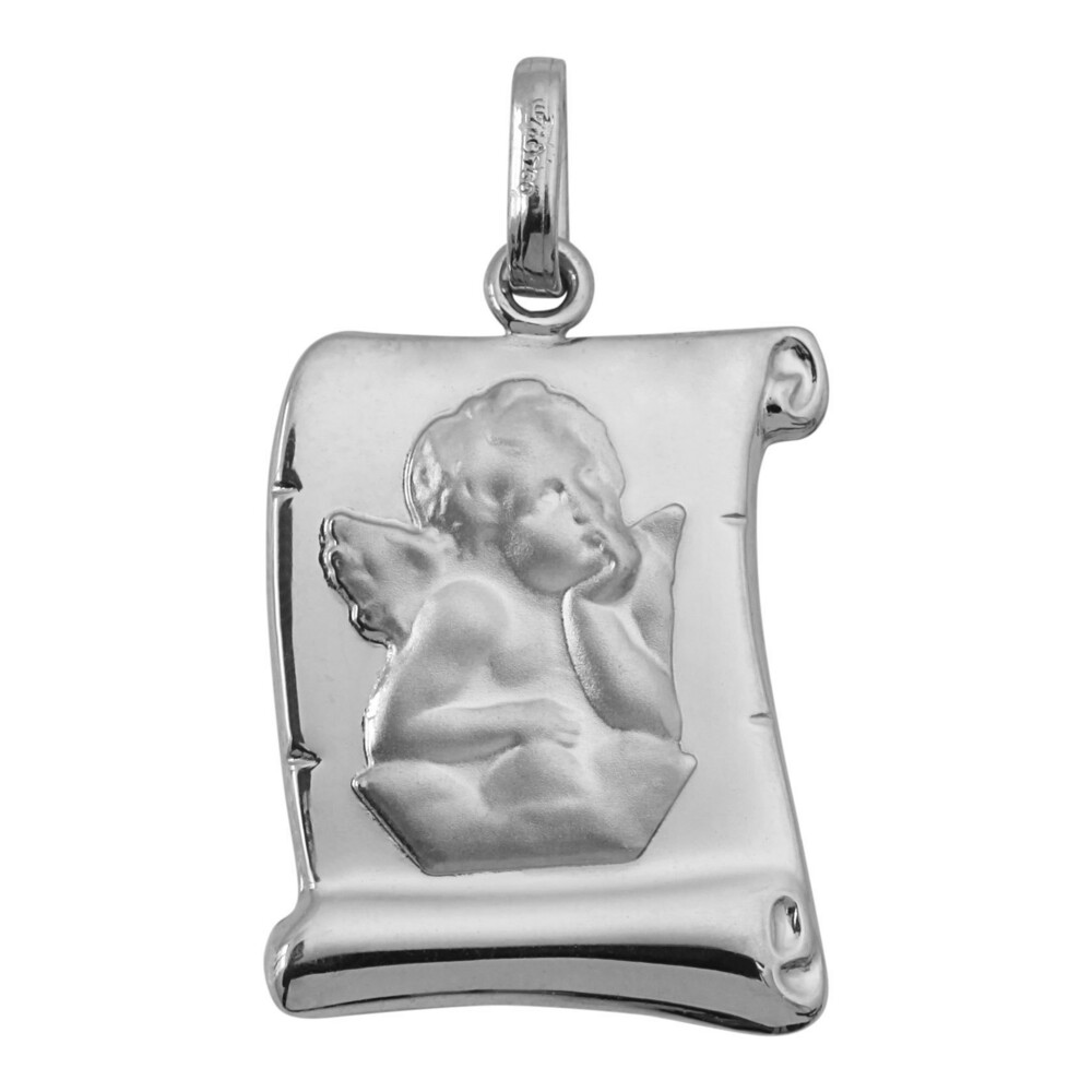 Photo de Médaille Ange parchemin - Or blanc 9ct