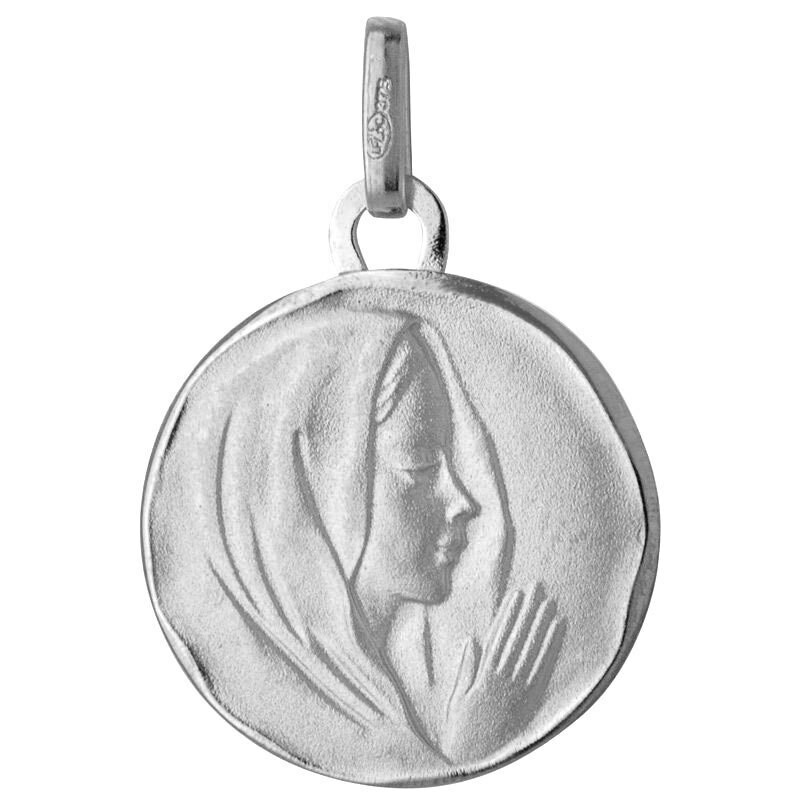 Photo de Médaille Vierge mains jointes - Or blanc 18ct