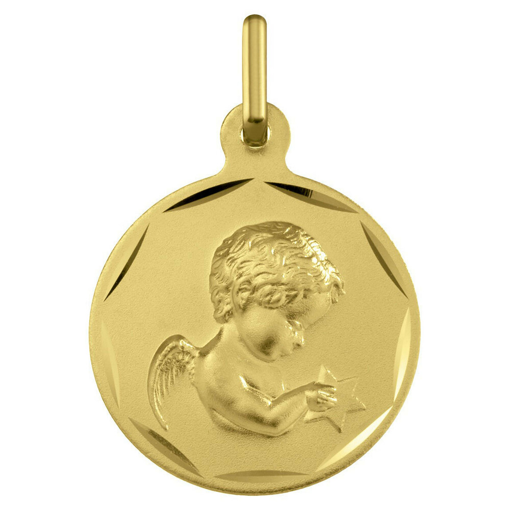 Photo de Médaille Ange à l'étoile - Or jaune 18ct