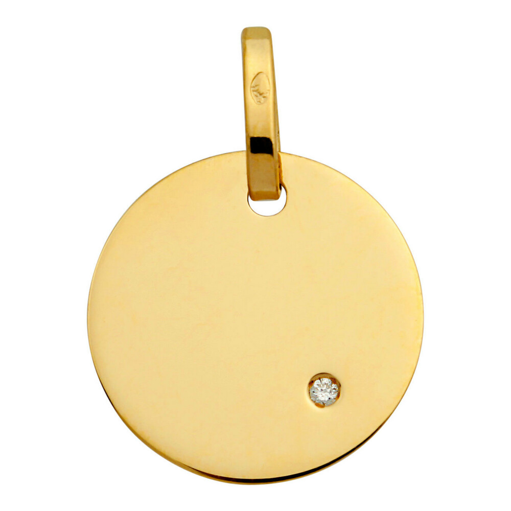 Photo de Pendentif plaque ronde - diamant & or jaune 18ct