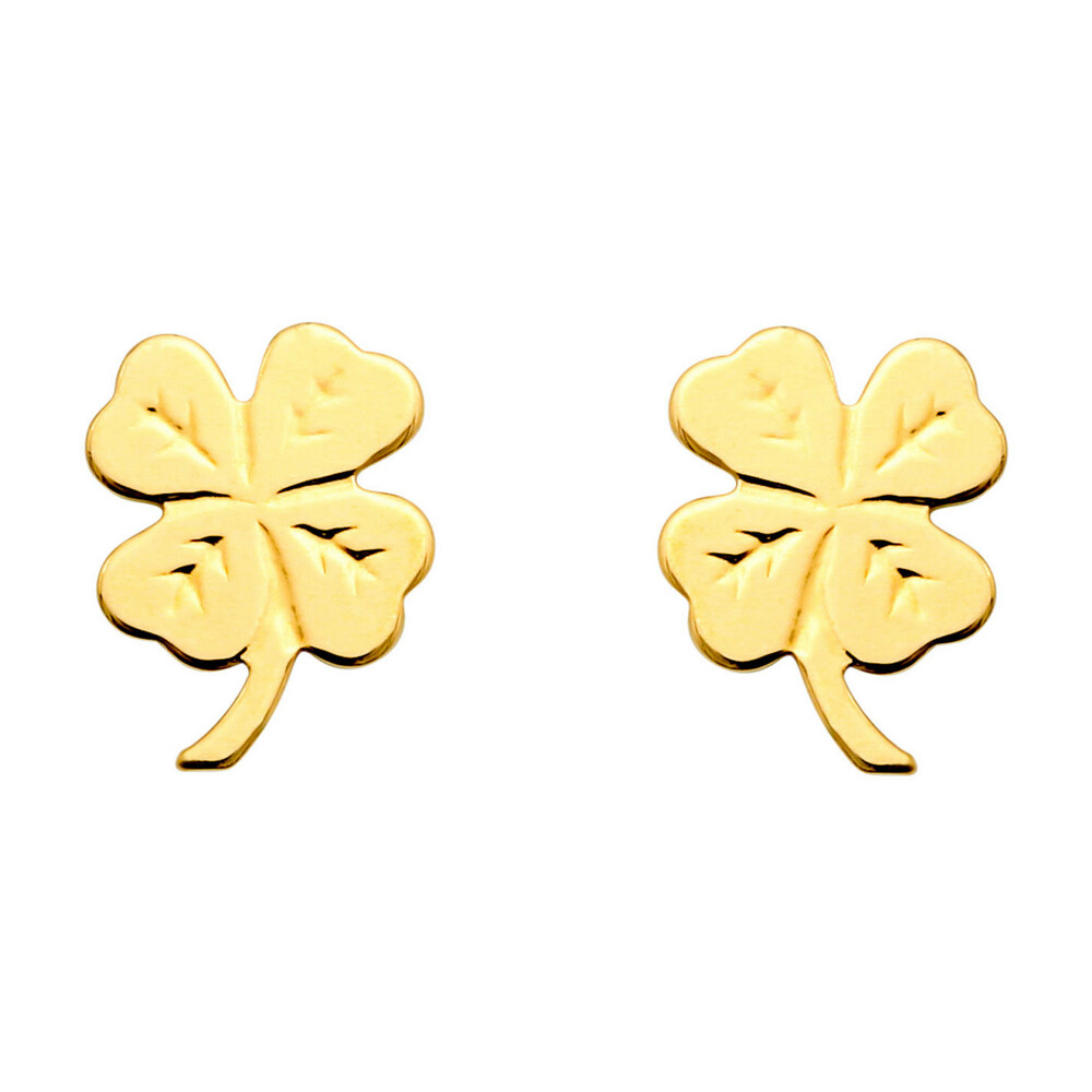 Photo de Boucles d'oreilles trèfles à 4 feuilles - Vis - Or jaune 18ct