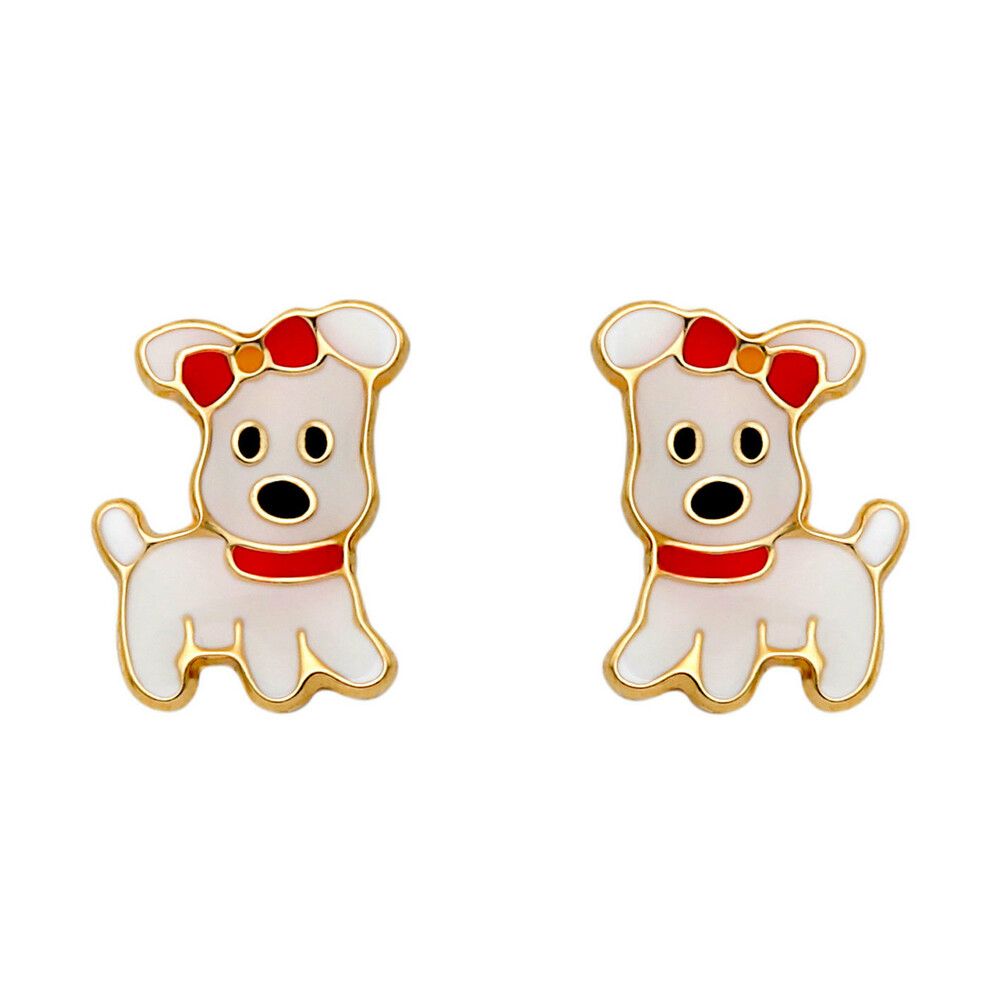 Photo de Boucles d'oreilles chiens - Vis - Or jaune 9ct