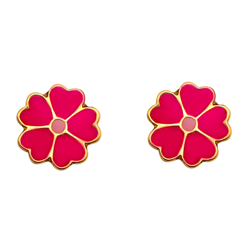 Photo de Boucles d'oreilles fleurs - Vis - Or jaune 18ct