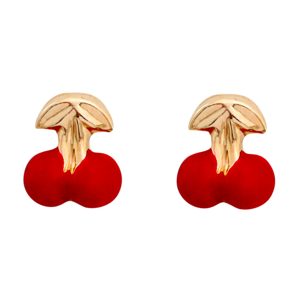 Photo de Boucles d'oreilles cerises - Vis - Or jaune 9ct