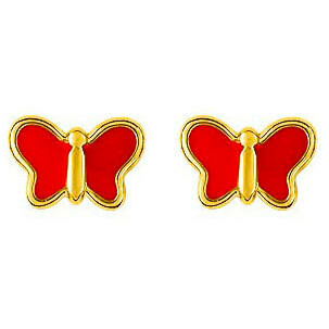 Photo de Boucles d'oreilles papillons - Vis - Or jaune 9ct