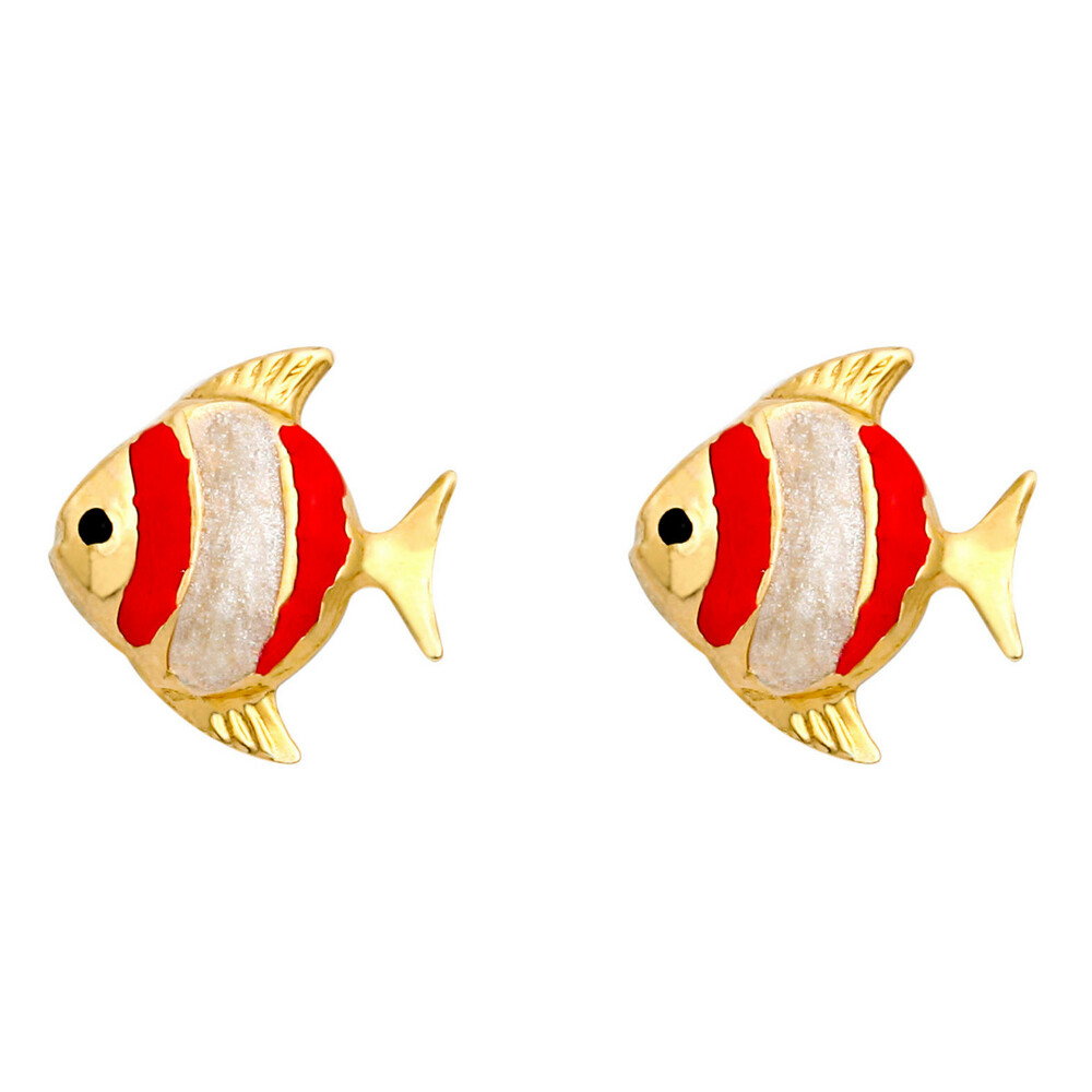 Photo de Boucles d'oreilles poissons - Vis - Or jaune 9ct