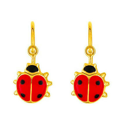 Photo de Boucles d'oreilles coccinelles- Dormeuses - Or jaune 18ct