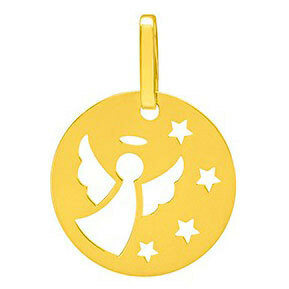 Photo de Médaille Ange aux étoiles ajourée - Or jaune 18ct