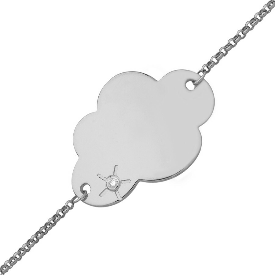 Photo de Gourmette bébé nuage - diamant & or blanc 18ct