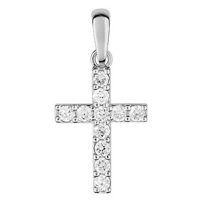 Photo de Croix sertie - Or blanc 9ct