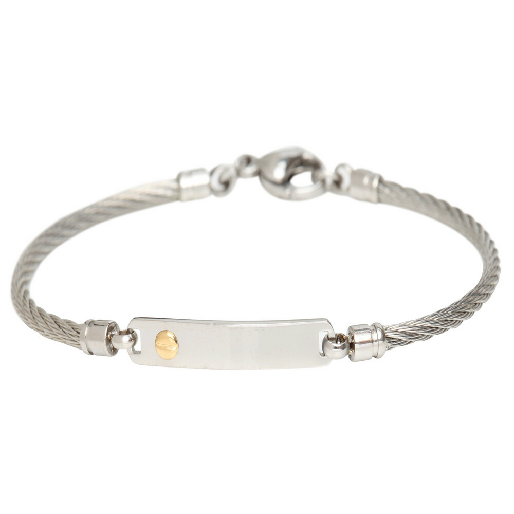 Photo de Jonc bébé bouton d'or - Or jaune 18ct et acier