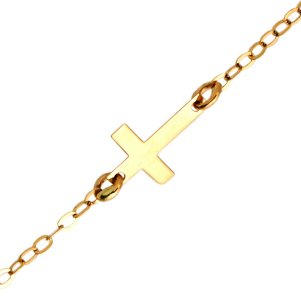 Photo de Bracelet enfant croix - Or jaune 18ct