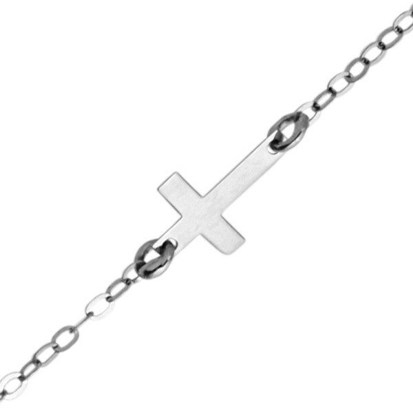 Photo de Bracelet enfant croix - Or blanc 9ct