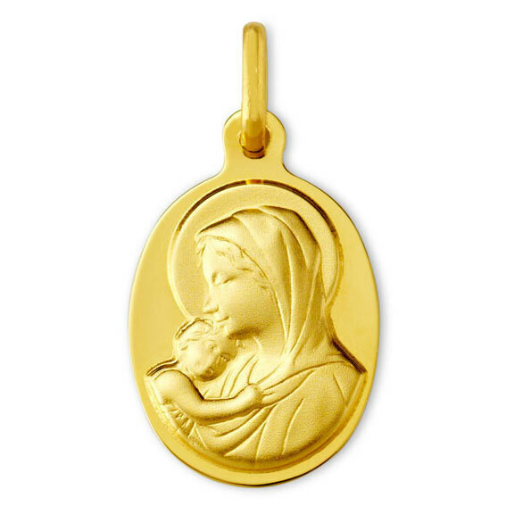 Photo de Médaille Vierge à l'enfant protectrice - Or jaune 9ct