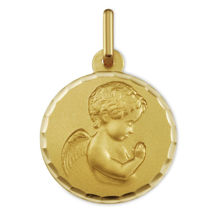 Photo de Médaille Ange en prière ciselée - Or jaune 18ct