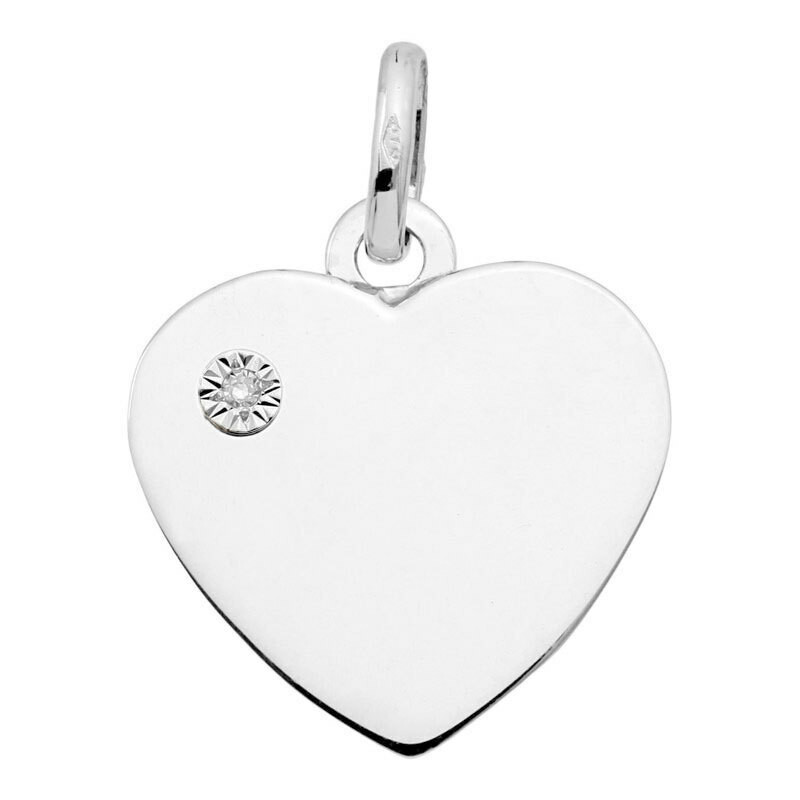 Photo de Pendentif coeur - diamant & or blanc 9ct