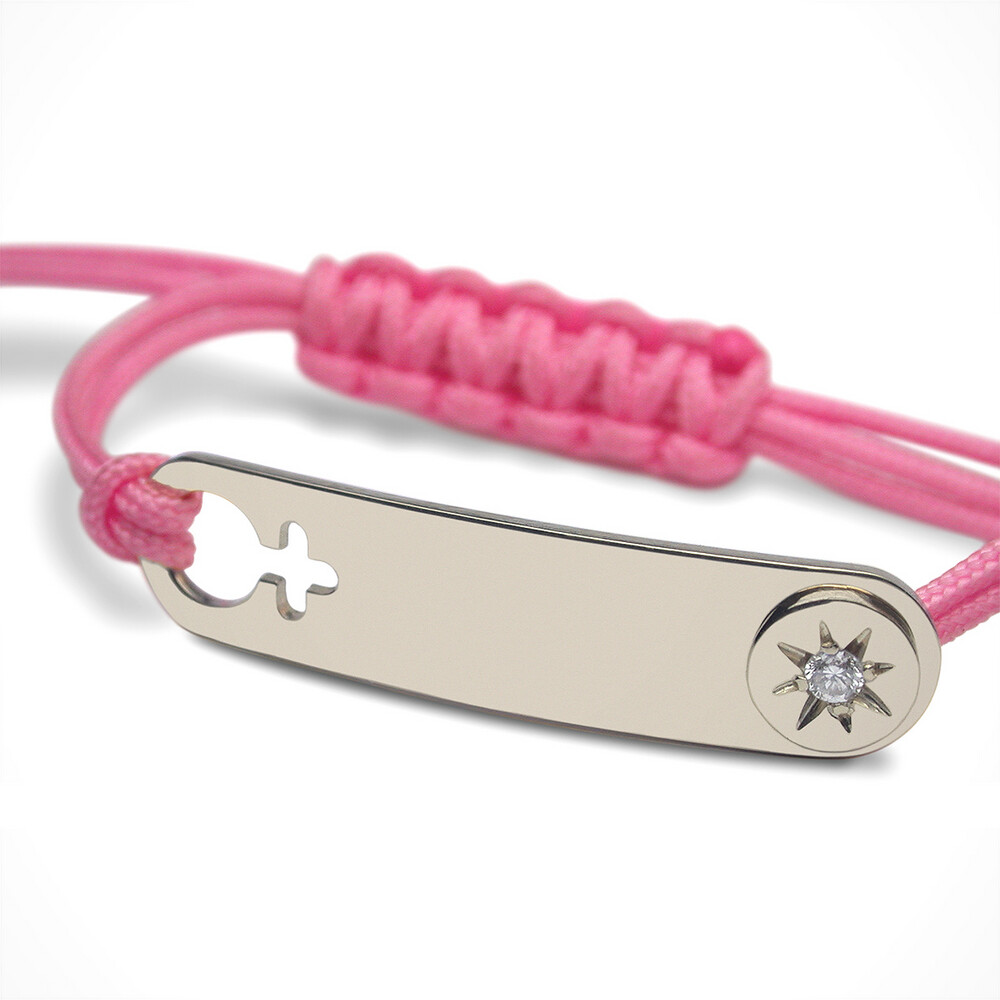 Photo de Bracelet "I am a girl" star - Diamant-or blanc 18 ct