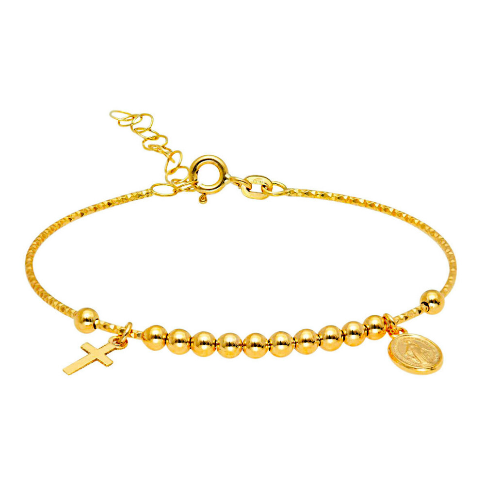 Photo de Jonc ciselé croix miraculeuse - Or jaune 9ct