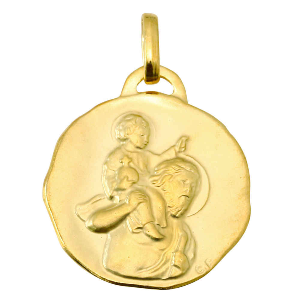 Photo de Médaille Saint - Christophe bosselée - Or jaune 9ct