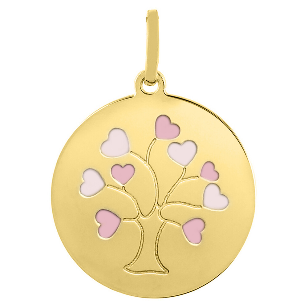 Photo de Médaille Arbre de vie laqué - Or jaune 18ct