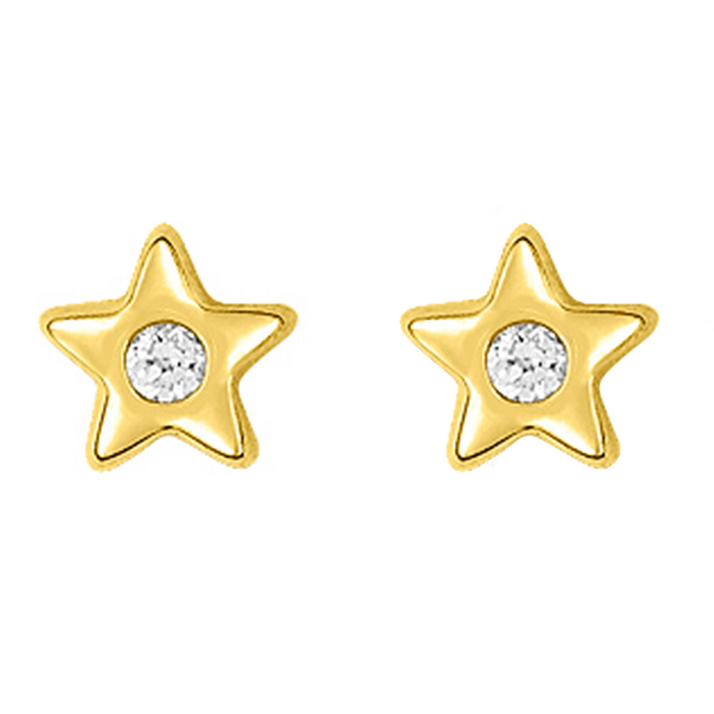 Photo de Boucles d'oreilles étoiles zirconum - Puces - Or jaune 9ct