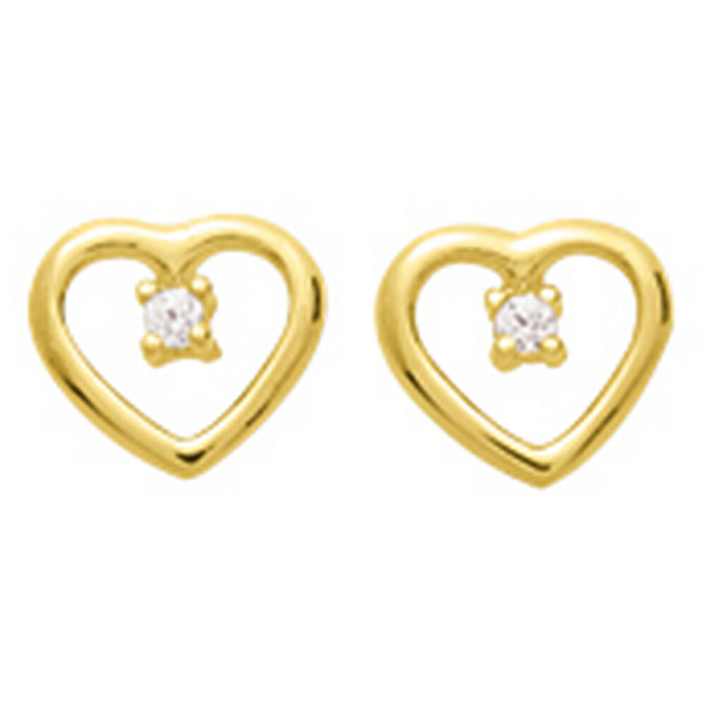 Photo de Boucles d'oreilles coeurs ajourés  - Puces - Or jaune 9ct