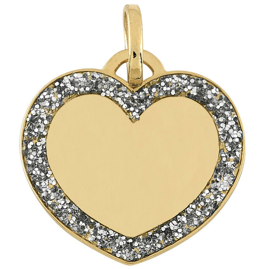 Photo de Pendentif coeur et paillettes - Or jaune 18ct