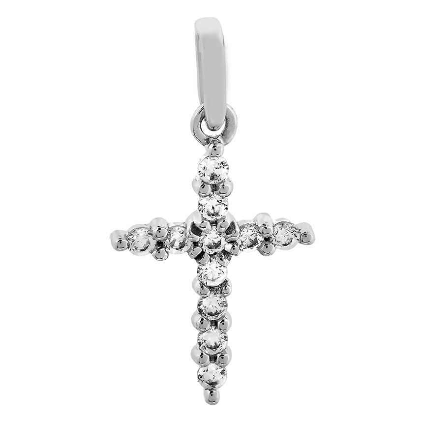 Photo de Croix aux 11 diamants - Or blanc 18ct