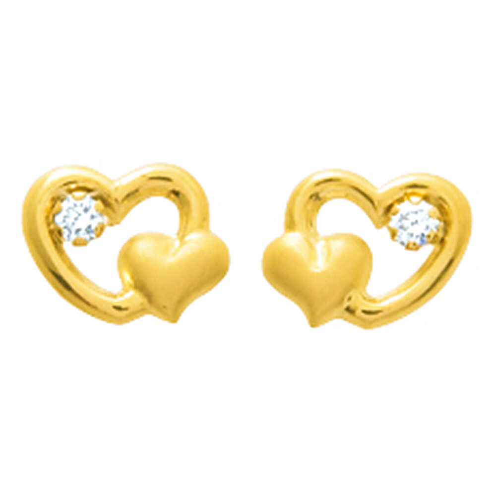 Photo de Boucles d'oreilles coeurs ajourés  - Puces - Or jaune 9ct