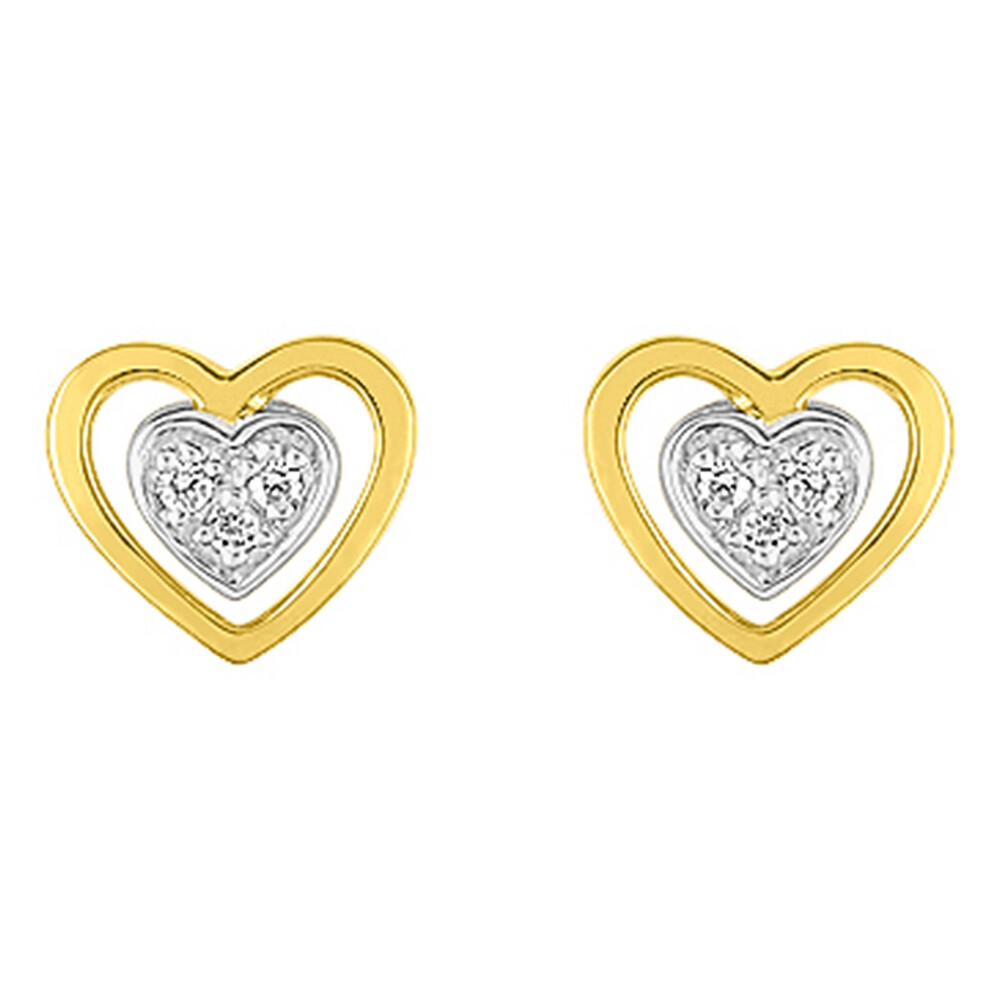 Photo de Boucles d'oreilles coeurs ajourés - Puces - Or jaune 9ct