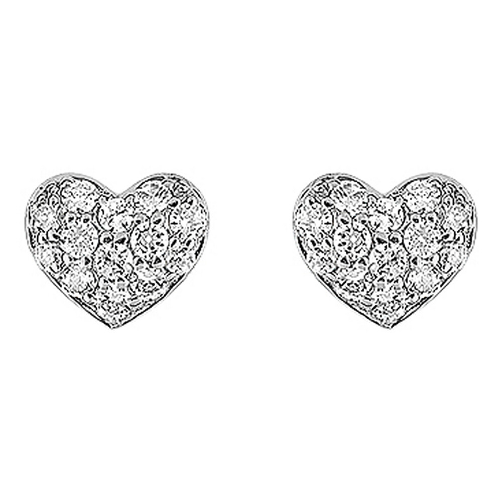 Photo de Boucles d'oreilles coeurs zirconium  - Puces - Or blanc 9ct